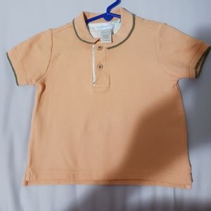 Janie And Jack Boys 12-18 Mo Solid Orange Sherbert Polo Shirt Short Sleeve EUC